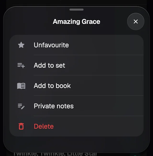 A song's menu