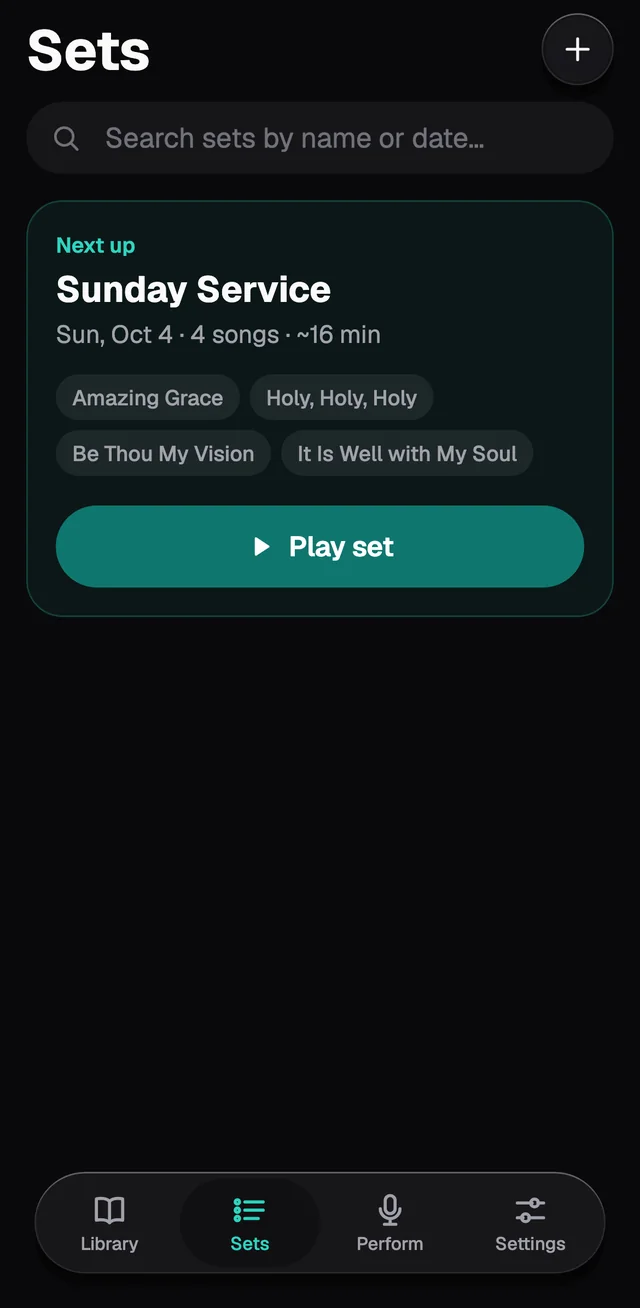 The Sets tab