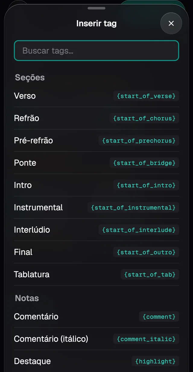 Inserir tag