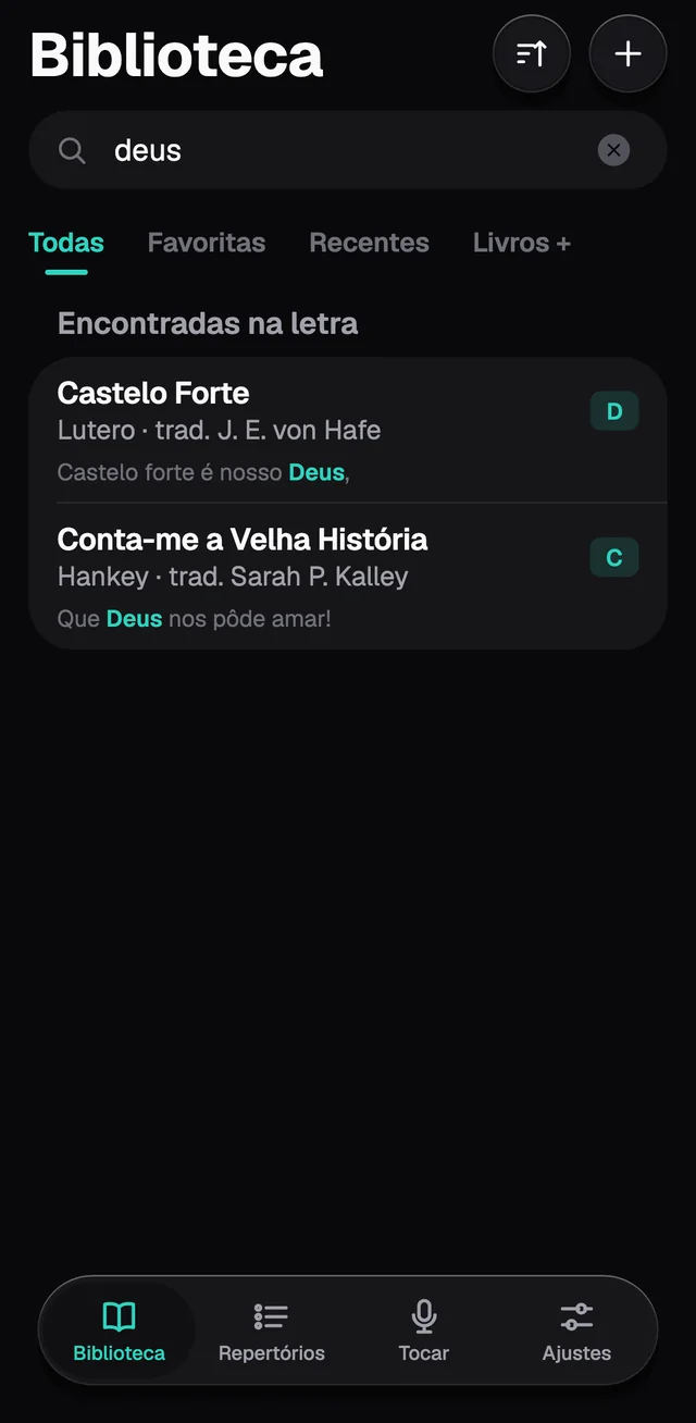 A busca por "deus", achada na letra