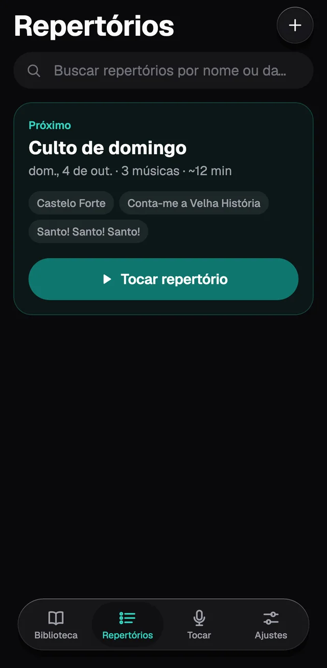 A aba Repertórios