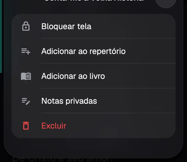 O menu ⋯ no palco